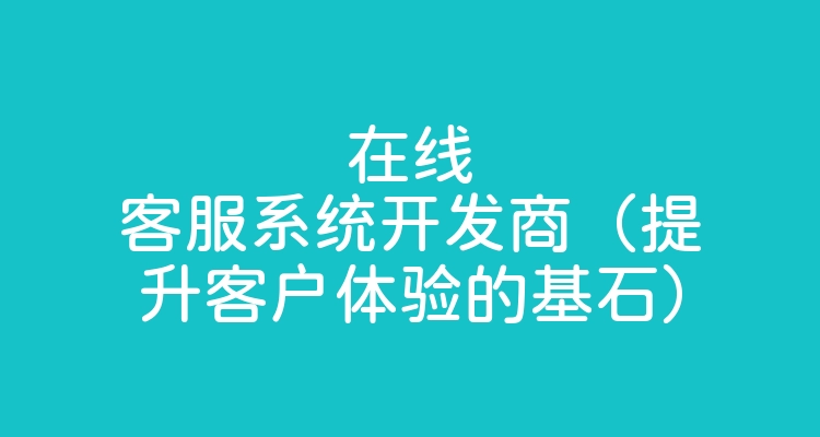 在线客服系统开发商（提升客户体验的基石）