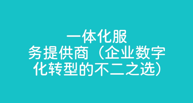 一体化服务提供商（企业数字化转型的不二之选）