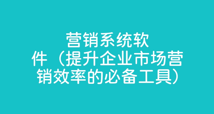 营销系统软件（提升企业市场营销效率的必备工具）