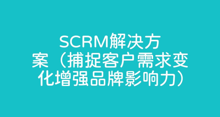 SCRM解决方案（捕捉客户需求变化增强品牌影响力）