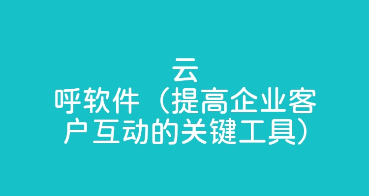 云呼软件（提高企业客户互动的关键工具）