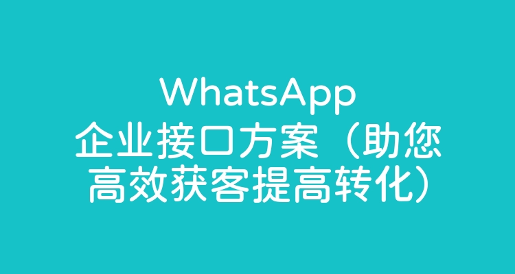 WhatsApp企业接口方案（助您高效获客提高转化）