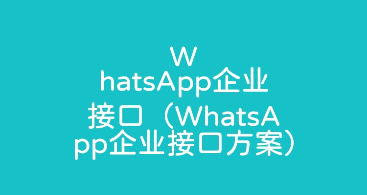 WhatsApp企业接口（WhatsApp企业接口方案）