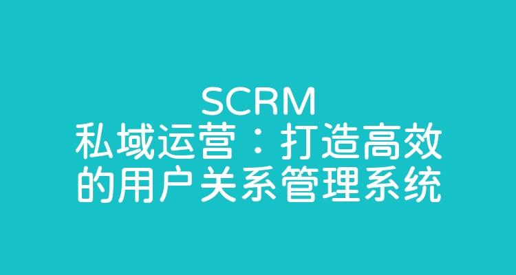 SCRM私域运营：打造高效的用户关系管理系统