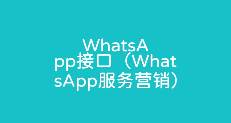 WhatsApp接口（WhatsApp服务营销）