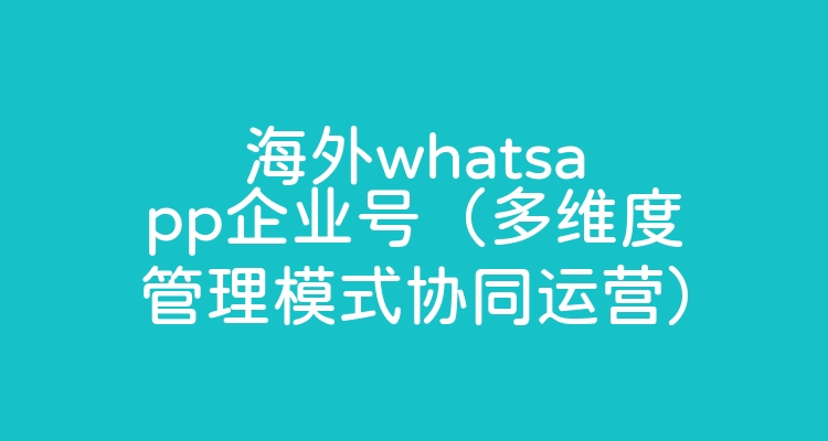 海外whatsapp企业号（多维度管理模式协同运营）