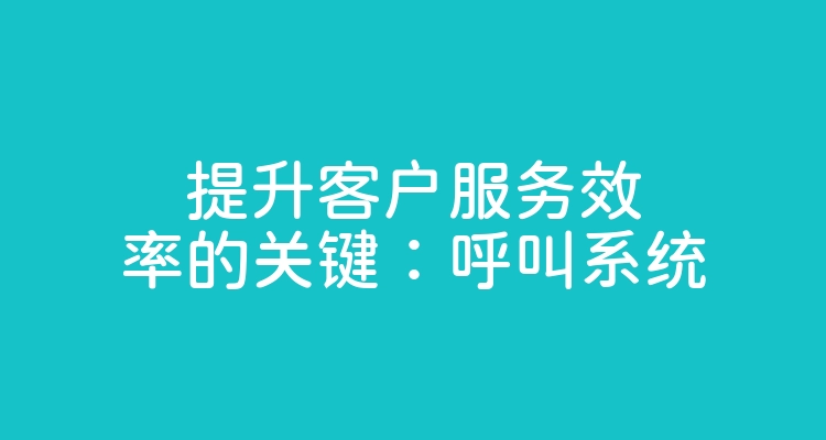 提升客户服务效率的关键：呼叫系统